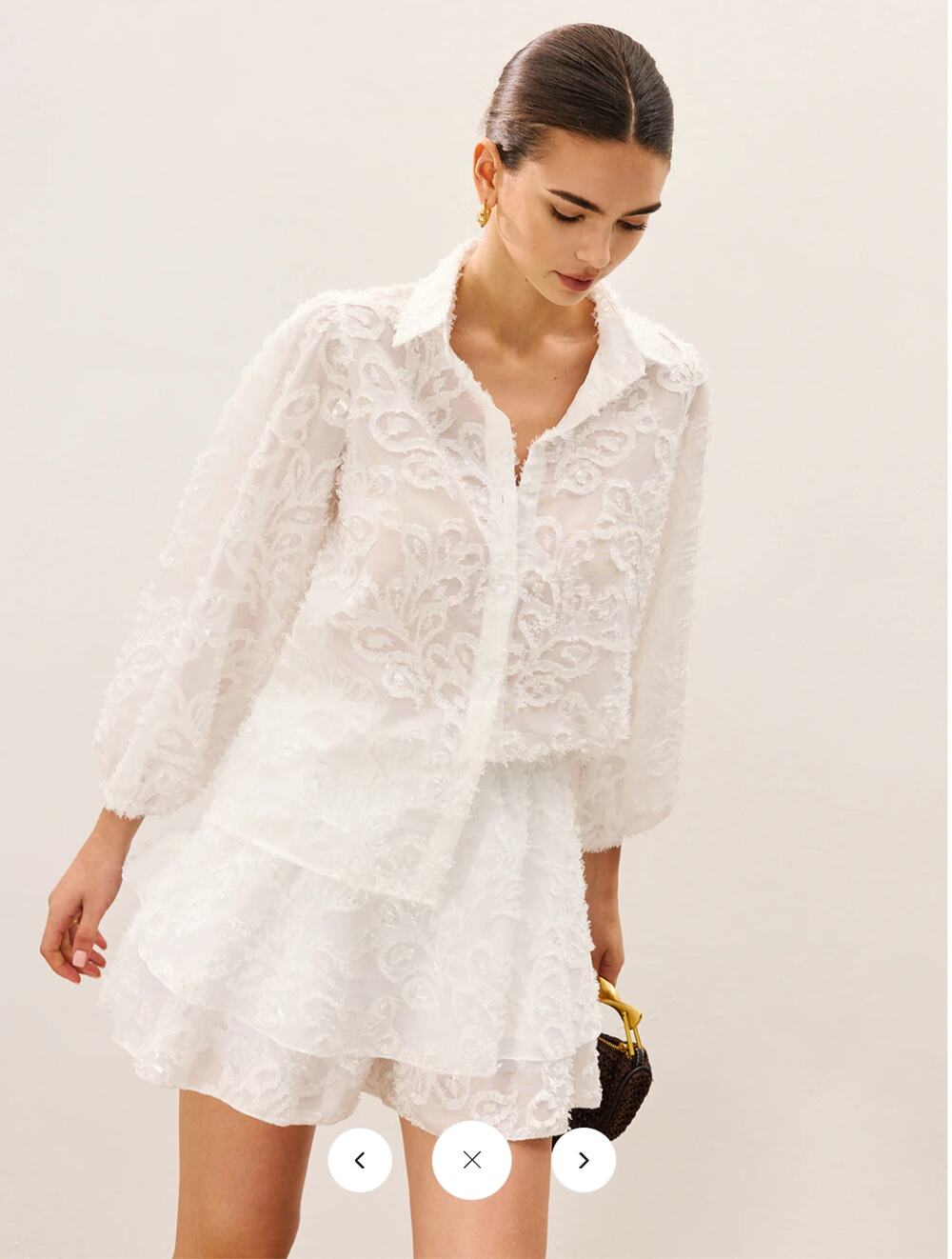 NWT Commense Sheer Embroidered Shorts Set Sz S